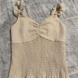 Blue Rain Cream Textured Ruffle Strap Camisole